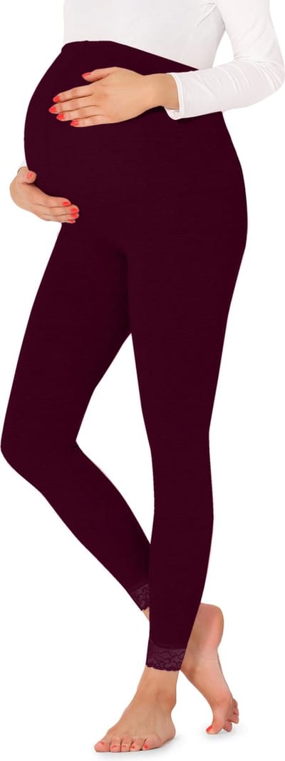 Be Mammy Dames Leggings - Zwangerschapskleding - Lange 7/8 - Viscose - BE-BE20-262-LE - Wijnrood - 4XL