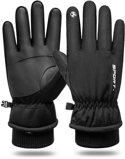 Chibaa - Heren Winter Handschoenen 2.0 - PU Leer - Waterdicht - Sneeuw - Schaatsen - Skiën - Snowboard - Wintersport - Outdoor - Zwart - Large