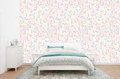 Behang - Fotobehang Unicorn - Snoep - Regenboog - Breedte 385 cm x hoogte 240 cm