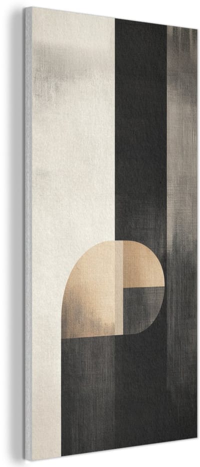Akoestisch wandpaneel 40x80 cm - Vilt schilderij Vormen - Modern - Zwart - Akoestische panelen - Geluidsdempende wanddecoratie - Geluidsisolatie woonkamer - Muurdecoratie geluidspanelen
