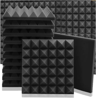 Geluidsdichte Schuimpanelen - Akoestisch Schuim - Studio Geluidsverbetering - Nagalm en Echo Reductie - 6 Stuks - Zwart