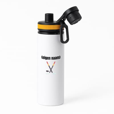Hacebo® - ijshockey sticks en puck met eigen naam waterfles met draaidop oranje - Ijshockey - atleten - iemand die houdt van ijshockey - verjaardag - cadeau - kado - water fles - 850ML