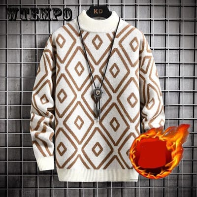 Winter Plus Velvet Dikke Trui Heren Warm en Knap Onderhemd Mode Trui XXXL wit