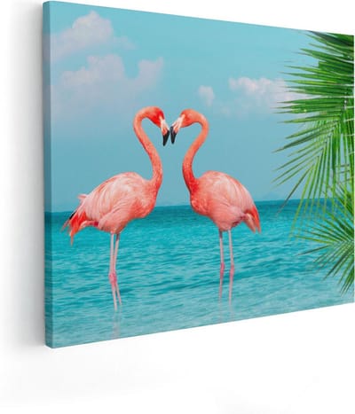 Artaza Canvas Schilderij Flamingo - 50x40 cm - Muurdecoratie Kust - Wanddecoratie Woonkamer - Kamer Accessoires Tropisch