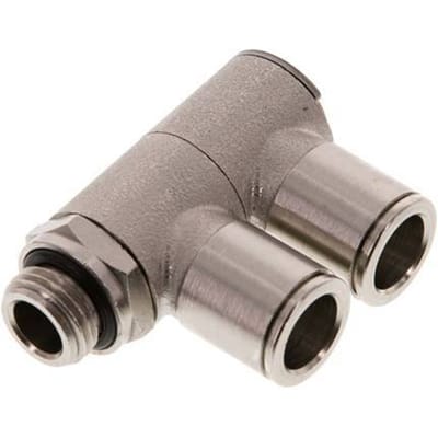 10mm x G1/4'' 2-way Manifold Messing Insteekfitting Buitendraad Draaibaar NBR