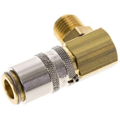 Messing DN 6 Tempereerkoppeling Snelkoppeling G 1/4 inch Buitendraad Loskoppelbeveiliging 90-deg