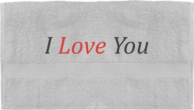 Handdoek - I Love you - 100x50cm - Wit