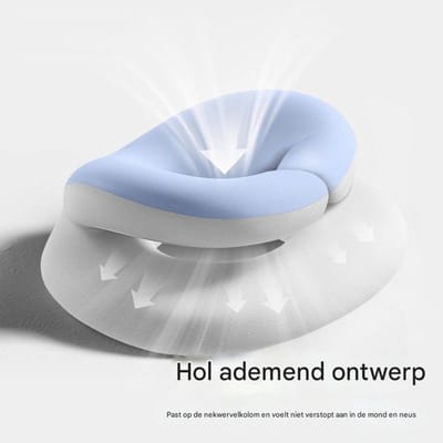 Kussen met gezichtsondersteuning voor volwassenen en kinderen, langzaam rebound bureaukussen met traagschuim voor op kantoor/school/reizen, nekkussen voor op kantoor voor verlichting van nekpijn (blauw)