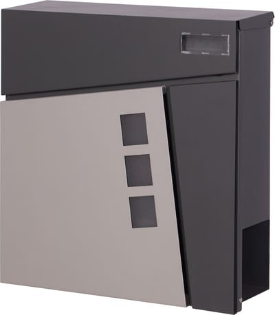 Muntel® Brievenbus - Wandbrievenbus - Hangend - Kijkvenster - Staal - Zilver - Antraciet - 10,5 x 37 x 37 x cm