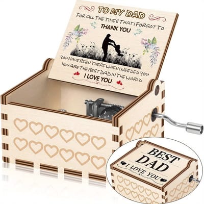 Muziekdoosje v- kado voor vader - Muziekdoos - Mini muziekdoos - 4.2x6.4x5.2cm