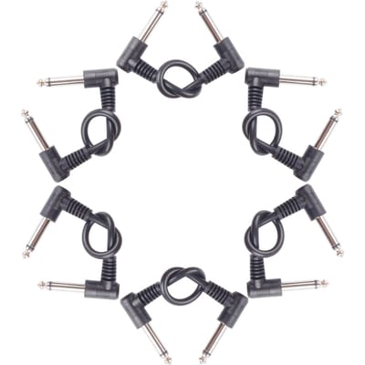 Lot de 6 câbles de raccordement pour guitare 7 pouces Câble de pédale de guitare Interface 6,35 mm Connecteurs de type à angle droit 6Pcs 18cm noir