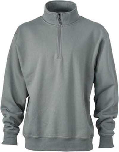 James and Nicholson Uniseks werkkleding Half Ritssweatshirt (Donkergrijs)