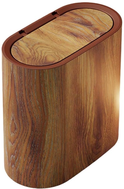 Badkamer prullenbak - Smalle afvalmand - Ruimte besparen - Waterdicht en geurbestendig - 28 x 28 x 15 cm - Houtnerf