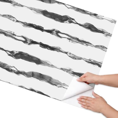 Coloray Meubel Wrap Folie - Zwart-wit Meubelfolie - 75x150 cm - Decoratiefolie Zelfklevend Moderne lijnen - Meubelfolie Zelfklevend - Modern Meubelfolie - Wrapfolie Keuken - Wanddecoratie - Achtergronden en patronen
