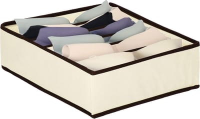 Springos Lade Organizer | Kleding Organizer | Ondergoed Organizer | 1 vak | Crème/Zwart | 30 x 30 cm