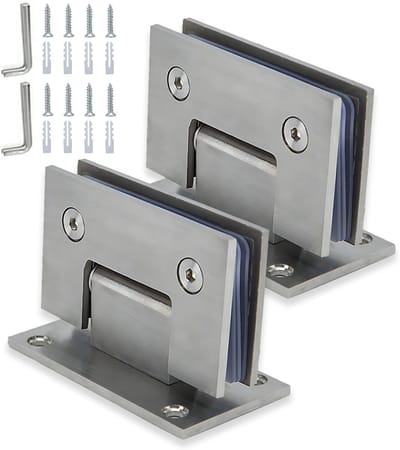 Set van 2 glazen douchedeur scharnieren, stevige badkamer deurklem, 90 graden scharnier voor 8-12mm doucheglas