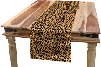 ABAKUHAUS Tafelloper met luipaardprint – 40x180 cm – Polyester – oranje/zwart