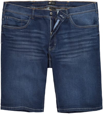 Men Plus - Heren - jeansbermuda denim FLEXLASTIC® buikfit straight fit tot 72 - Donkerblauw denim - Maat 58
