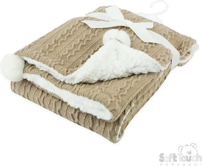 Soft Touch Kabeldeken Pompom 75 X 90 Cm Coffee FBP188-COF