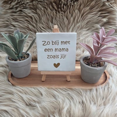 Robuust wenstegeltje – Zo Blij met een Mama zoals Jij – 10x10 cm – Lief Cadeau voor Moederdag, Mama's Verjaardag of Zomaar voor Mama – Wanddecoratie – Trendy nu
