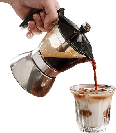 Allecto- Koffiezetapparaat - Roestvrijstaal - 6 kopjes - Giet-over - Italiaans - Thuiskantoor - Moka-pot met koffiekan - Compatibel voor verschillende koffiebonen.