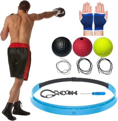 Reactietrainer Bokszak - Boksbal Hoofdband - Reflexen Verbeteren - Verstelbare Hoofdband - 6cm Bal - Zwart Rood