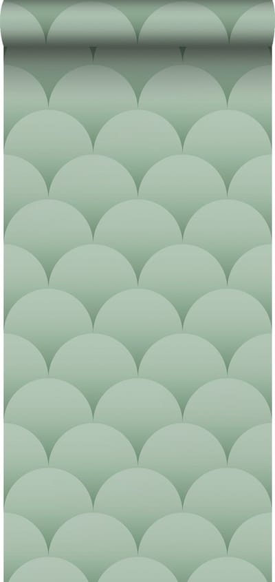ESTAhome behang art deco motief vergrijsd groen - 50 x 900 cm - 139466