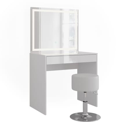 Vicco Sherry Kaptafel set met kruk – 81.4 cm met LED-spiegel en kruk Wit/wit hoogglans