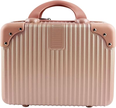 Make-uptas - Reiskoffer - 32×15×23 cm - Kleine koffer - Draagbaar - Harde make-uptas - 14 inch - Roségoud