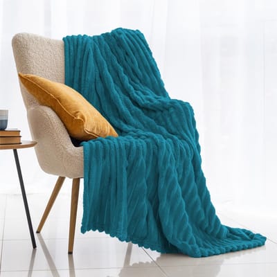 Turquoise fleece plaid 150x200 cm - OEKO-TEX® gecertificeerd banksprei voor 2 personen - Pluizig en warm