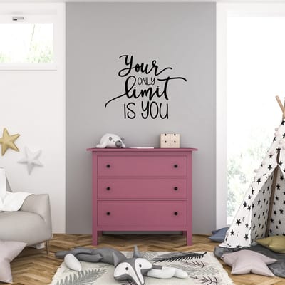 Muursticker - Your Only Limit Is You - 40,6 x 51,8 - Zwart
