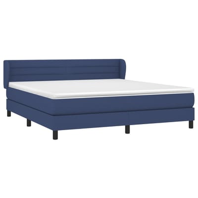 vidaXL - Boxspring - met - matras - stof - blauw - 160x200 - cm