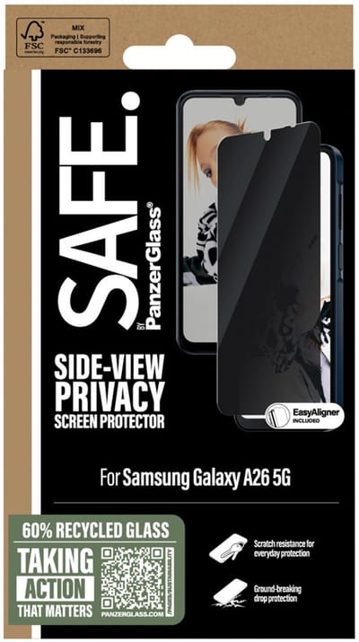 SAFE by PanzerGlass Privacy Screenprotector Ultra Wide Fit met applicator geschikt voor Samsung Galaxy A26