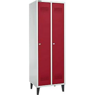 Schäfer Shop Genius Kledinglocker met poten, 2 compartimenten, 300 mm compartimentbreedte, cilinderslot, robijnrood