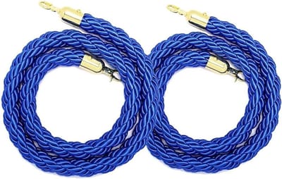 Blauw slagtouw - Barrièretouw set - Bezoekersbeheer - Met haken - 2 ft - Blauw