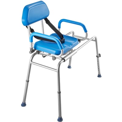 Chaise de douche coulissante, Banc de transfert pour baignoire 150 kg pour baignoire avec siège pivotant, Banc de douche rembourré avec accoudoirs et dossier pivotants, Hauteur réglable