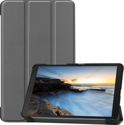Hoesje - Geschikt voor Samsung Galaxy Tab A 8.0 (2019) - Dun & Stevig - Hardcover Book Case - Trifold Bookcase Hoes - Hard Cover - Tablethoes - Grijs