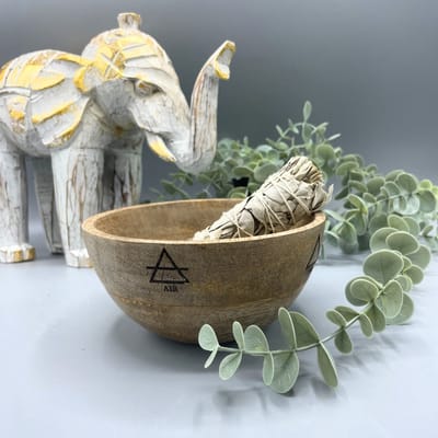 Ancient Wisdom - Decoratief dienblad - Houten kom smudge rituele offers multicolor 12x8cm - gerecycled glas - handgemaakt - uniek - interieur - eco-vriendelijk - ambachtelijk