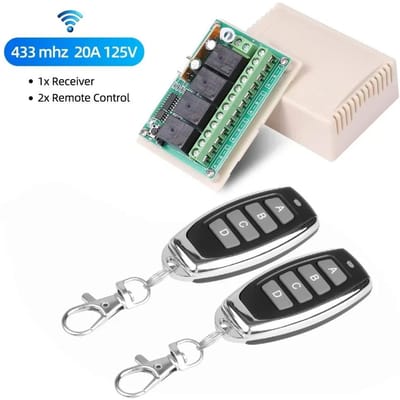 433 Mhz Universele Draadloze Afstandsbedieningsschakelaar DC 12V 10A 4-kanaals Relais Ontvangermodule En 4-kanaals RF 433mhz Afstandsbediening Zender romeinse zilveren kleur