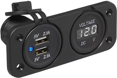 ProPlus Inbouw voltmeter met dubbele USB-poort - 6-30V - 2x 2100mA - voor auto en boot