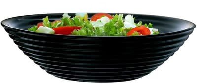 Luminarc Salade schaal/slakom - zwart - glas - Dia 27 cm - Schalen en kommen - Keuken - Voedsel