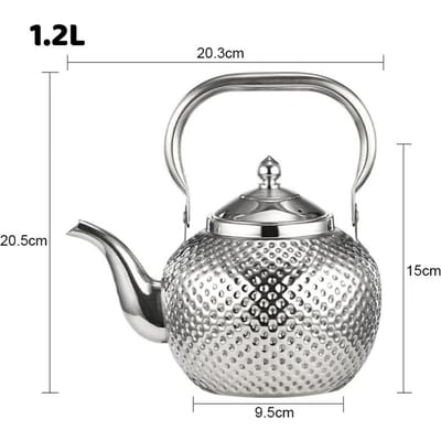 1.2/1.5/2L Roestvrijstalen Theepot Zilver Goud Theepotten Drinkware Gehamerde Bolvormige Ketel Inductiekookplaat Fornuis Theeketels