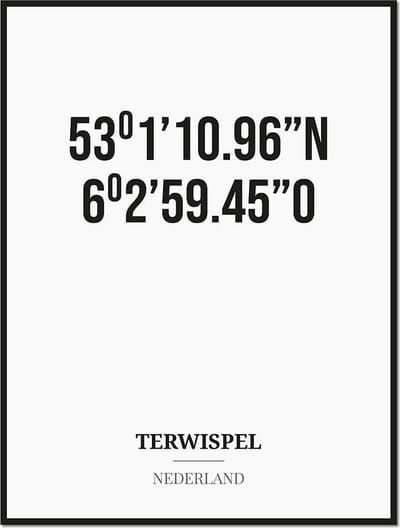 Poster/kaart TERWISPEL met coördinaten