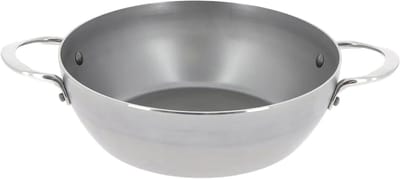 Smeedijzeren Koekenpan - Koekenpan met handgrepen - Steaks Schroeien - Natuurlijk Antiaanbak - Ø 24 cm - Zilver
