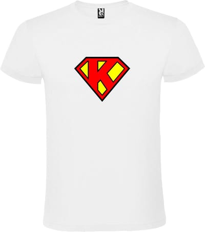 Wit T shirt met print van "letter K“ Superman “ Logo print Rood / Geel size XS