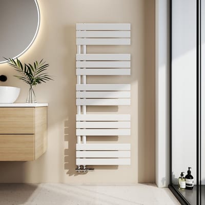 EMKE Handdoekradiator - Plat Design - Glanzend Wit - 132x50 cm - 661W - Badkamer Verwarming - CV Radiator