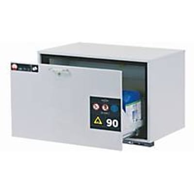 Veiligheidskast type 90 asecos UB-S-90, lade, voorzijde lichtgrijs, B 893 x D 502 x H 600 mm