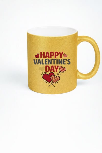Gouden Glitter Valentijnsdag Mok - Happy Valentine's Day Liefdesmok