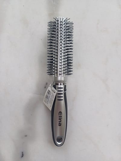 Haarborstel fijne brush borstel Elina Zilver en Zwart 24cm