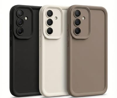 Zwart beige taupe telefoon hoesje set van 3 geschikt voor Samsung Galaxy A54 dames en heren backcover case met matte afwerking, schokbestendig ontwerp en verhoogde camerabescherming
